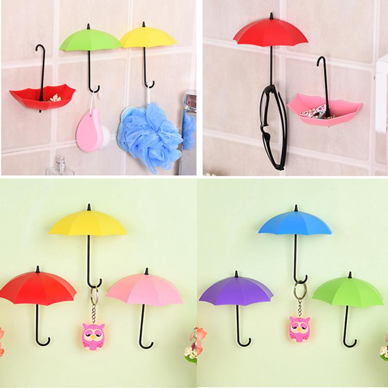 

Colorful Umbrella Wall Hook Hair Pin Key Holder Organizer Decor a