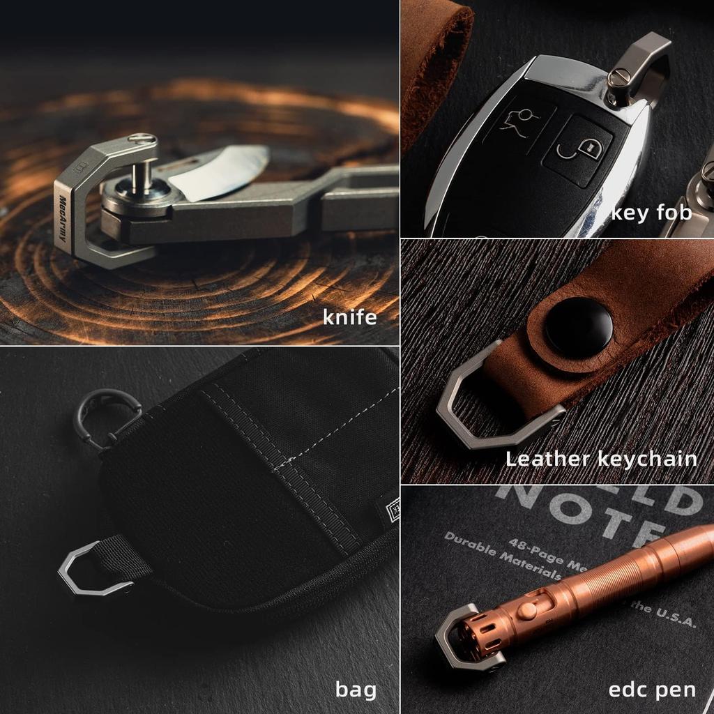 [MecArmy] Key Ring Titanium D Shape 16.5mm Stone Washed CH2