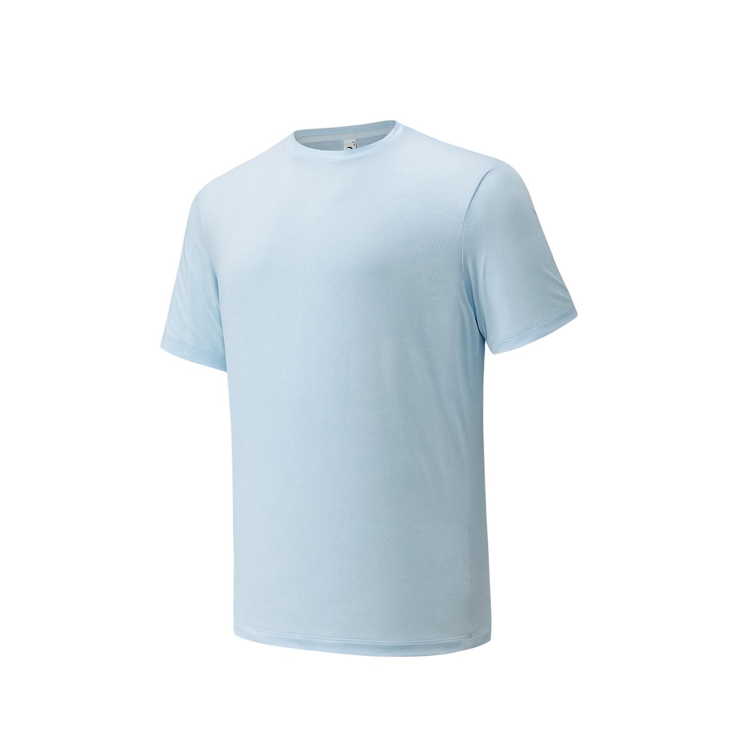 

Anta Running Series Short Sleeve Knitted Shirt Summer T-Shirt Men tops Frost-Blue Flower-Gray 952625109-5 S