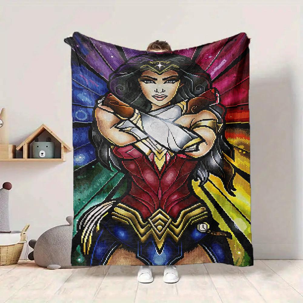 1ks deka Wonder Woman Polyesterové vlákno, Celoroční pohodlí na pohovku, postel, do kanceláře, auta, na kempování, Ideální domácí dekorace a dárek, Pohodlí v kanceláři