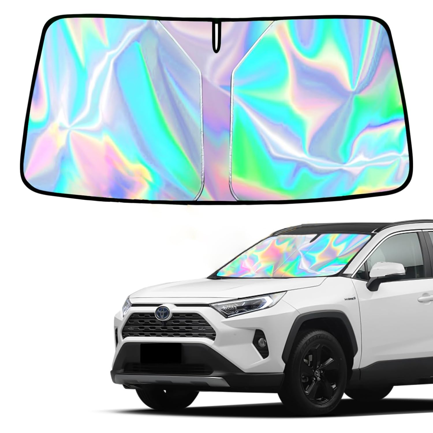 

Reinforced Light and Heat Folding Car Front Sunshade Insulating Instant Light Blocking and Heat CHICHL Car Sunshade with Laser UV Easy Windshield