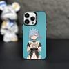 Cartoon R-Rem Re Z-Zero Phone Case For iPhone 16,15,14,13,12,11,Mini,Pro,MAX Black Matte Shockproof Cover