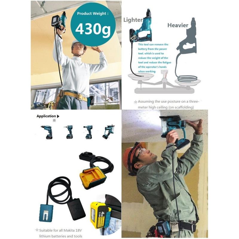 Portable Battery Extension Cord Tool  18v Battery Weight Reducer For  18v  For  18V