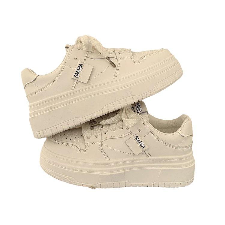 Muffin Platform White Shoes Children's Autumn New Versatile Height Increase Breathable Casual Board Shoes