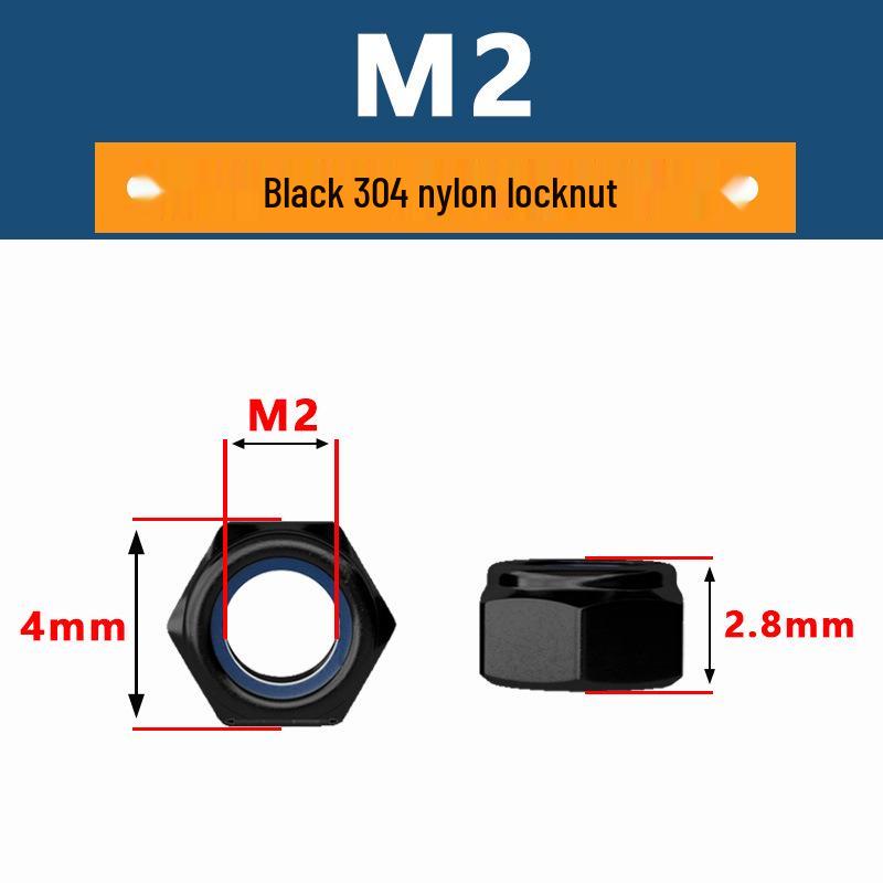 Anti-Loosening Self-Locking Nut 304 Stainless Steel Black Nylon Slip-Resistant Hex Screw Cap