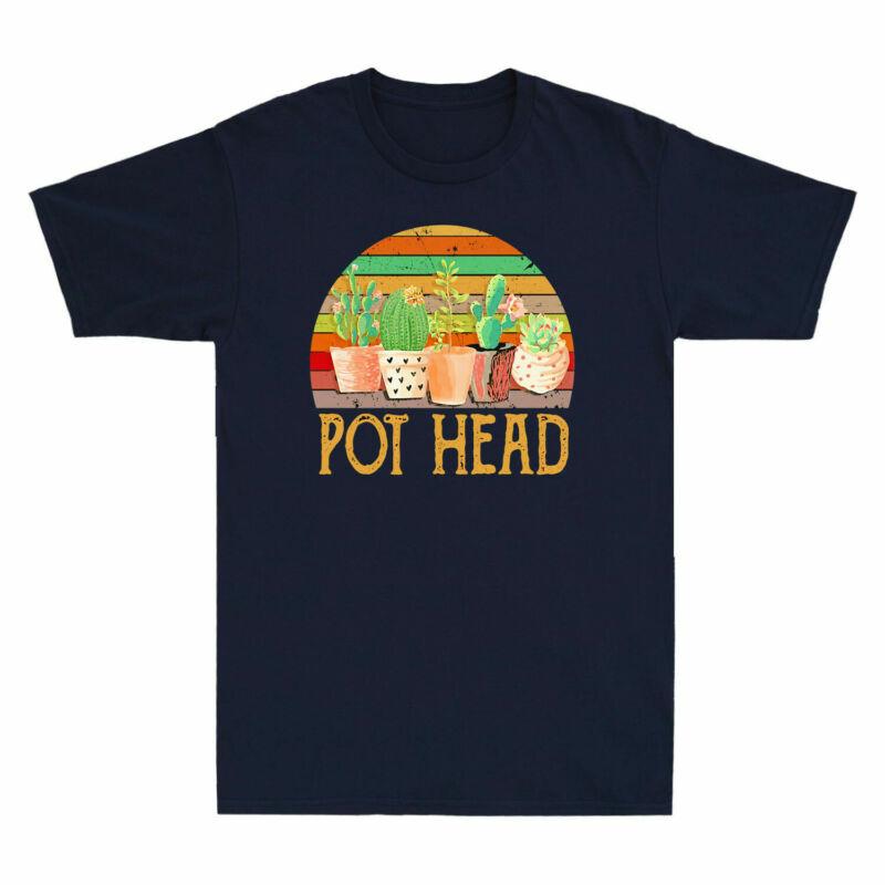 Tee Flowers Sunset Vintage Gardening Cactus Unisexs Pot Head Retro Cotton TShirt