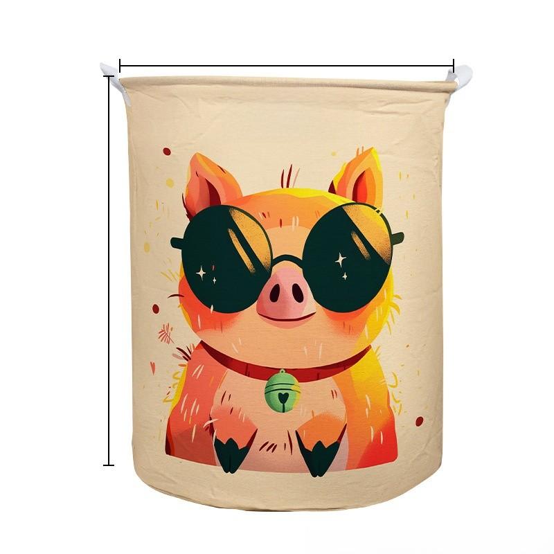 Großer, faltbarer Wäschekorb aus Oxford-Gewebe mit Cartoon-Tier-Design für Schlafzimmer und Zuhause