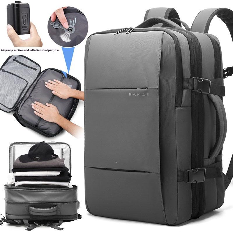 Bange Travel Men 15.6 Inch Laptop Backpack Vacuum Compression Backpack Business School Backpack Expandable Outdoor Backpack