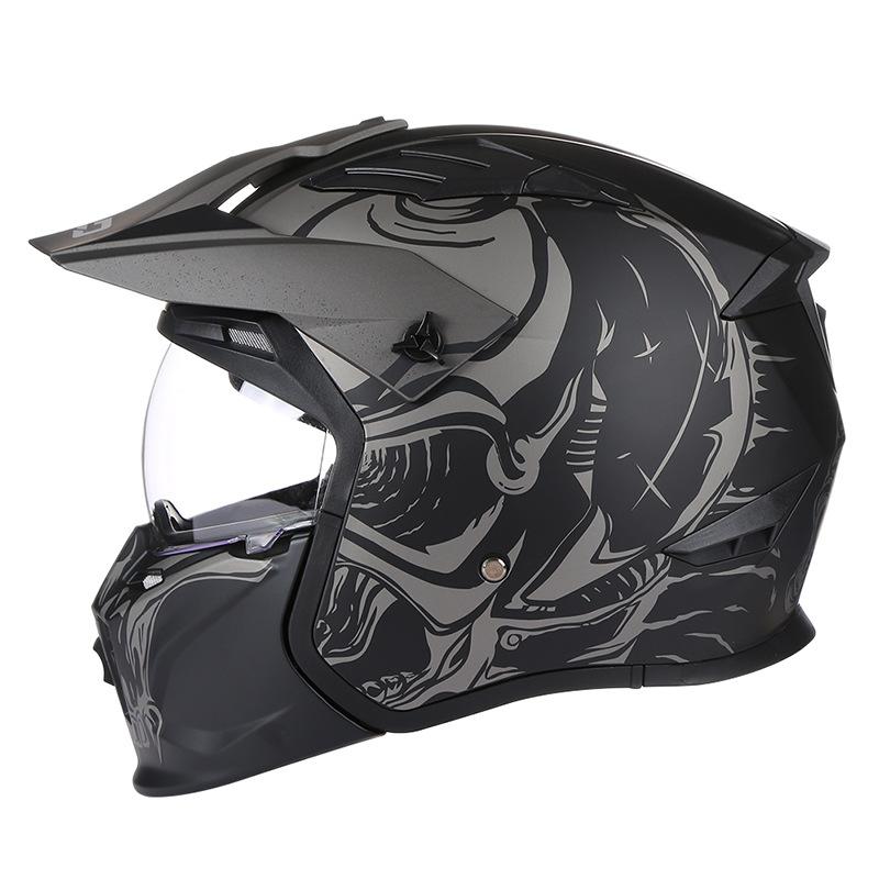 Motorcycle Helmet Full Helmet Adult Removable Combination Helmet Four Seasons Universal Winter Riding Half Helmet