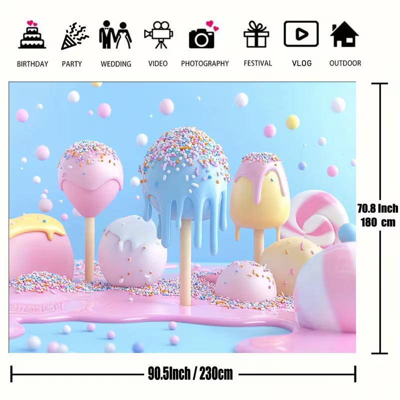 

2D Pastel Lollipop & Sprinkle Background for Cake Smash Photoshoot 47.2x31.5inch/120*80cm