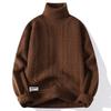 Men's Thick, Warm, High-Neck Sweater for Fall/Winter: Relaxed-Fit, Loose-Fitting Cable-Knit Sweater