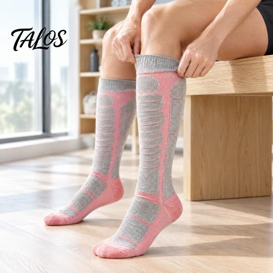 Comfortable Compression Socks for Skiing Unisex Cotton Ski Women Men, Thermal Snowboard Socks, Non Slip Soft Cold Weather Cuff Winter Warm