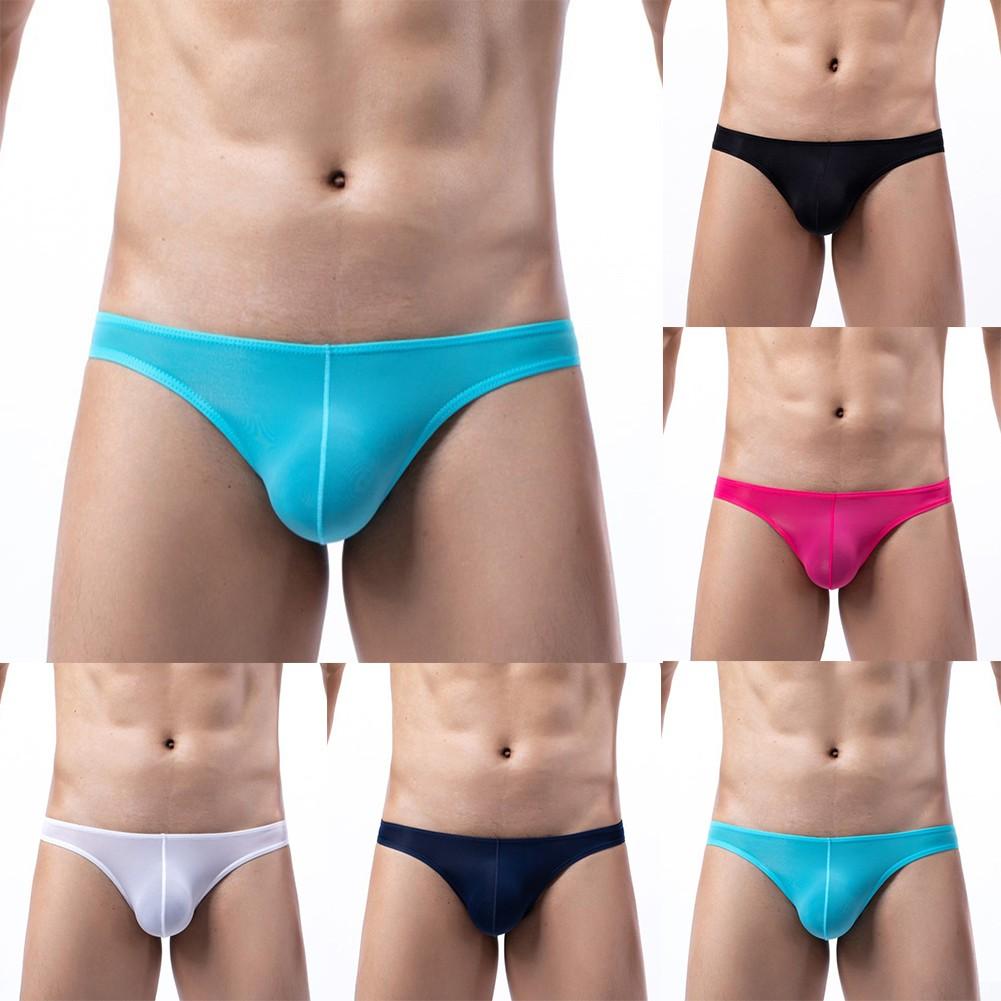 Thin Men Underwear Underpants White/Black/Rose Red/Sapphire