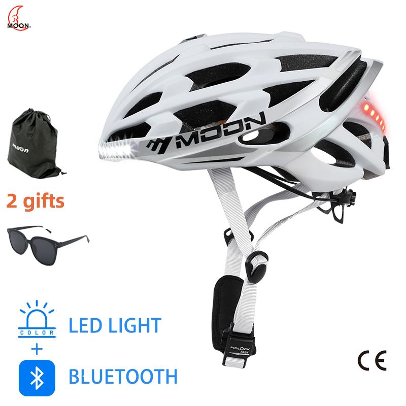 

Bike Helmet Road Mountain Cycling with Multi-function Bluetooth Music Phonecall LED Warning Light Safety L белый
