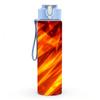 1PC Bright Red Orange Flame Fire Texture Print 750ml Color Plastic Sports Water Bottle Leakproof Flip Straw Lid Suitable for Sports Office Home Use