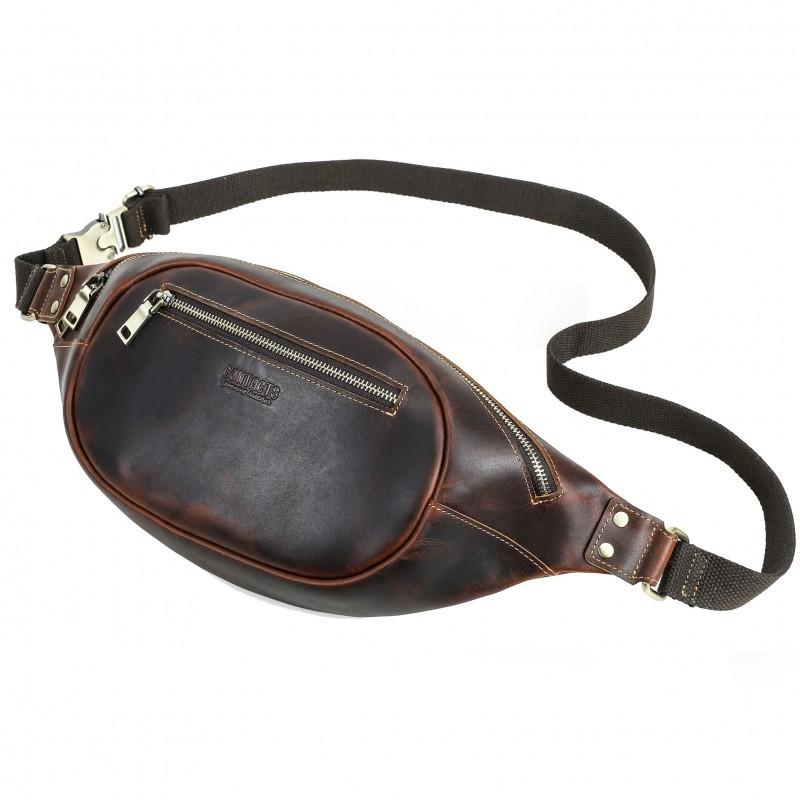 Retro Color Changing Crazy Horse Leather Casual Waist Bag Multifunctional Genuine Men s Chest 48x6x19 кофейный