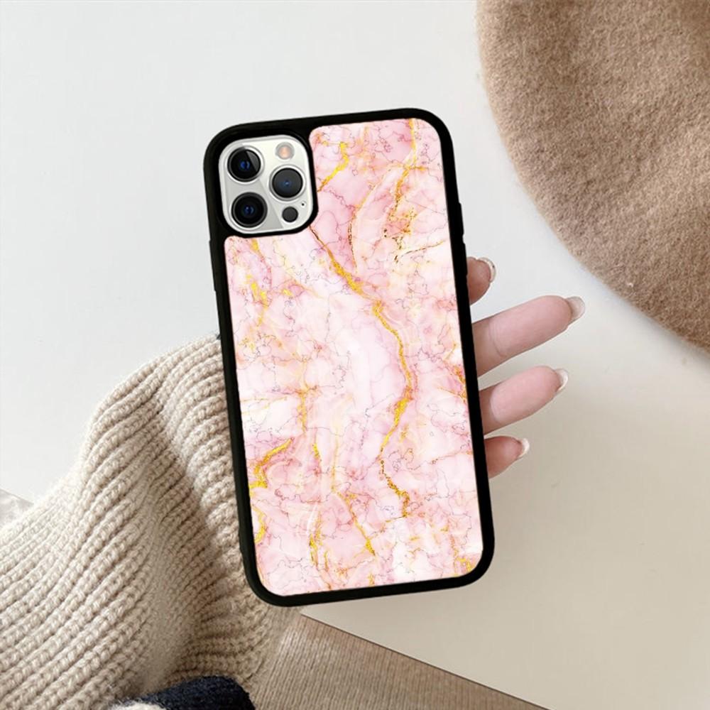 

Чехол для телефона с мраморным рисунком из розового золота, силиконовый чехол из ПК+ТПУ для iPhone 14 11 12 13 Pro Max 8 7 6 Plus X XR, твердые чехлы iphone XS MAX