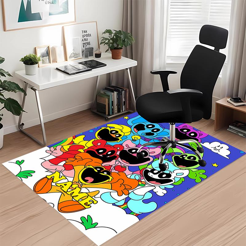 Custom Name Smiling Critters Printed Carpet, for Office Chair Living Room Bedroom Kitchen Room Decor Gifts.