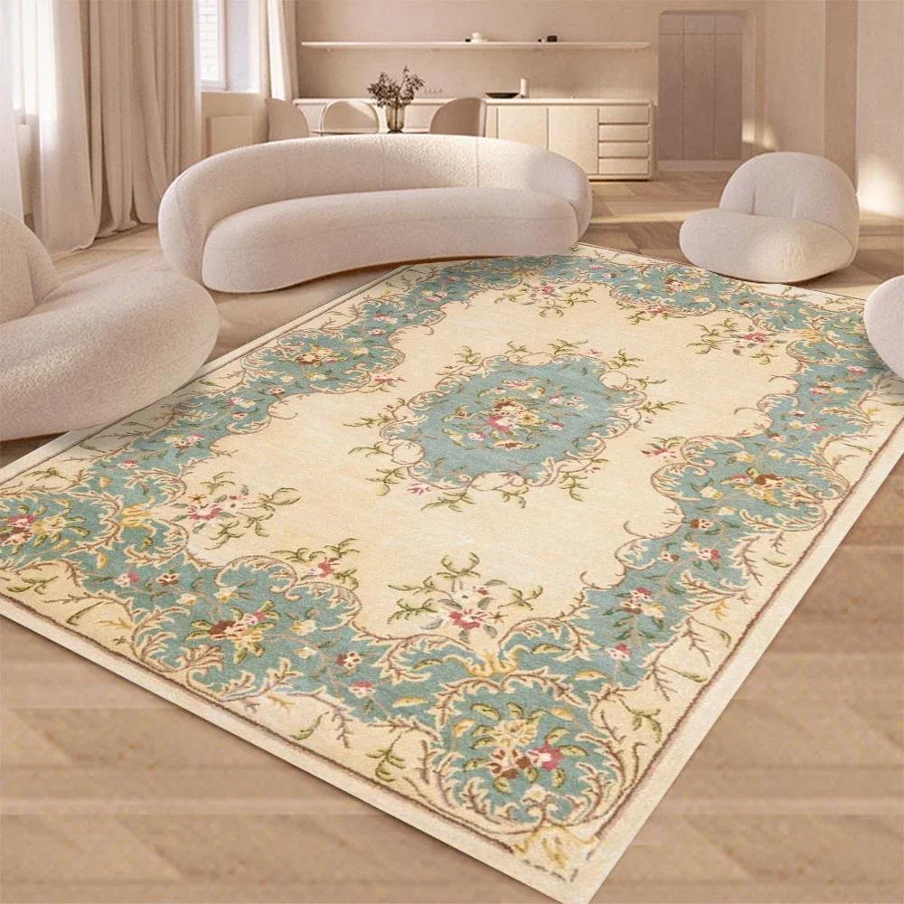 Vintage Rustic Carpet Shabby Rose Rugs Luxury Soft Elegant Traditional Rugs Floral Floor Carpet Home Living Room Bedroom Mats