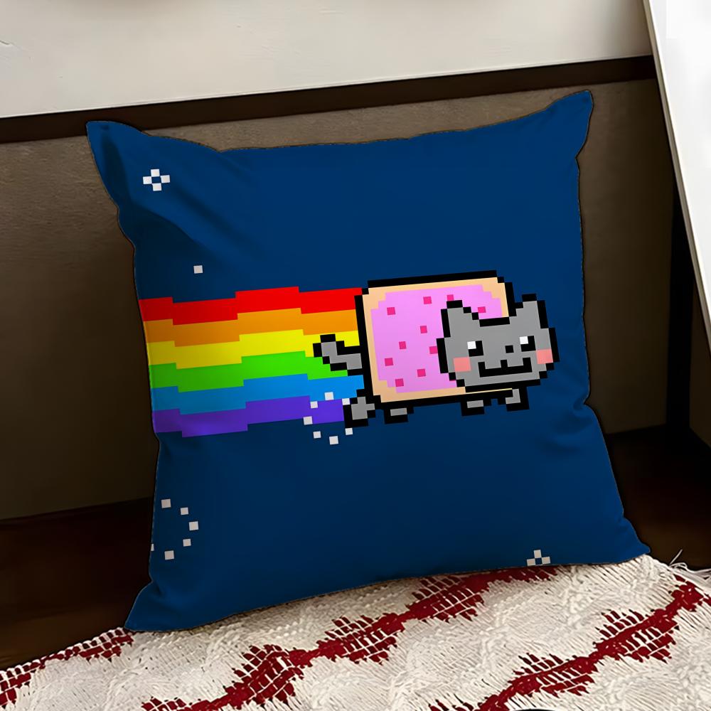 Nyan Cat Cushion Cover Reversible Soft Durable Pillow Cover Home  Car MultiScene Use for Daily Comfort