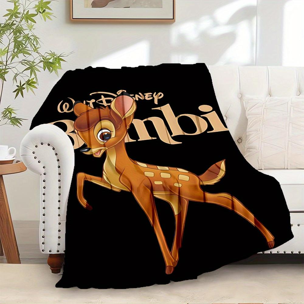 

1pc Flannel Bambi Deer Bedding Throw Blanket Sofa Cover Warm Plush Gift Home Decorative for Adults 3D Cartoon Print Comforter 75x90cm