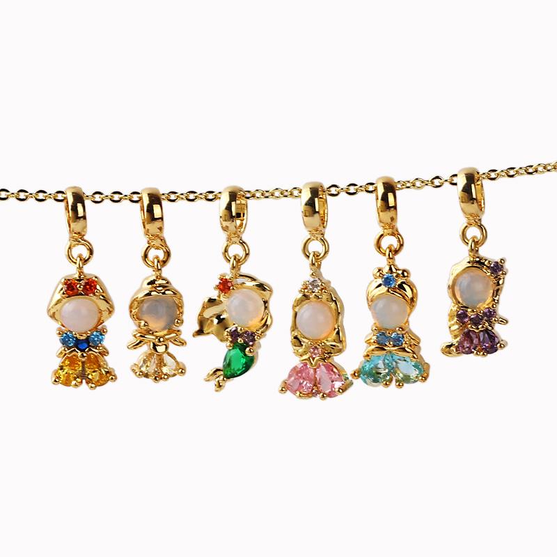 Stainless Steel Colorful Zircon Fairy Tale Little Princess Necklace Gold-plated Universal Chain Clavicle Chain Sweet Temperament