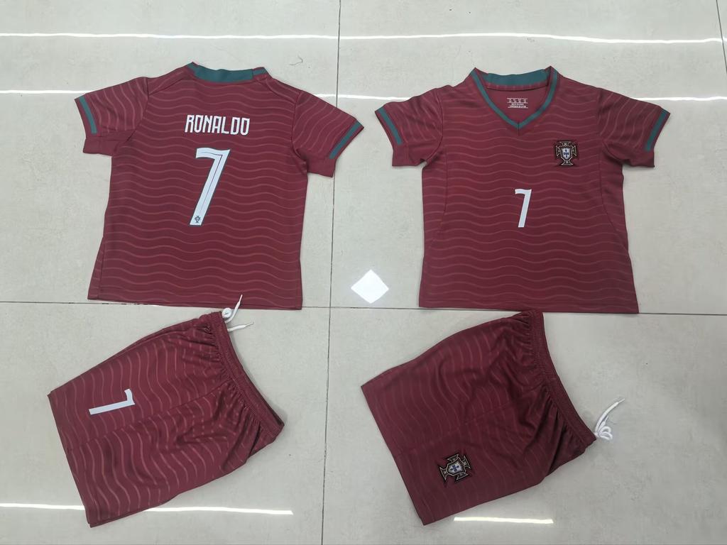 27 Portugal Home Court No. 7 (Red Pants) National Team Football Jersey Children'S Adult Set Size 14-3Xl