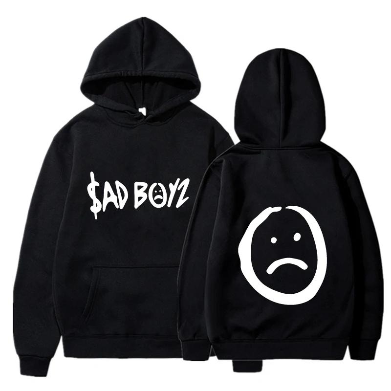 Sad Boyz Printed Hoodie Sad Face Long Sleeve Streetwear Women Hooded Autumn Winter Sweatshirt Clothing