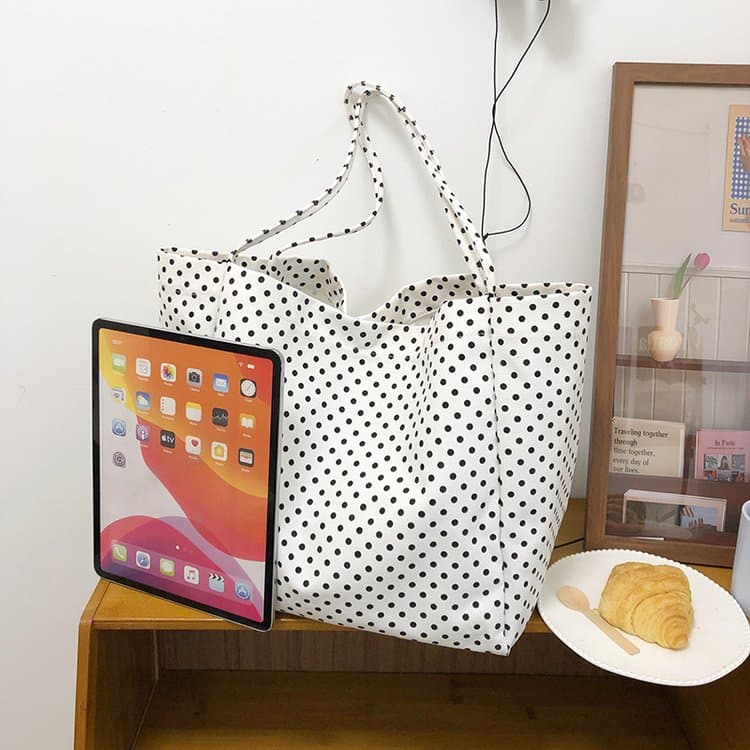Gepunktete lässige Canvas-Tragetasche Damen Schulter-Achseltasche