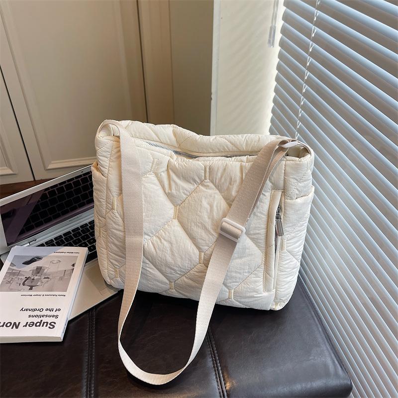 Cotton Bag Women's Large-capacity New Autumn and Winter Versatile Shoulder Messenger Bag Class Commuter Tote Bag