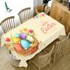 Eierhasen-Druck-Tischdecke, fröhliche Ostern-Tischdecke, Party, Festtisch, Urlaubsdekoration, rechteckige Tischmatte, Zubehör