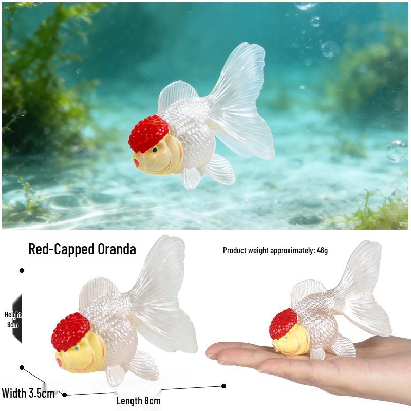 Heart-shaped Goldfish Keychain with Realistic Fish Models