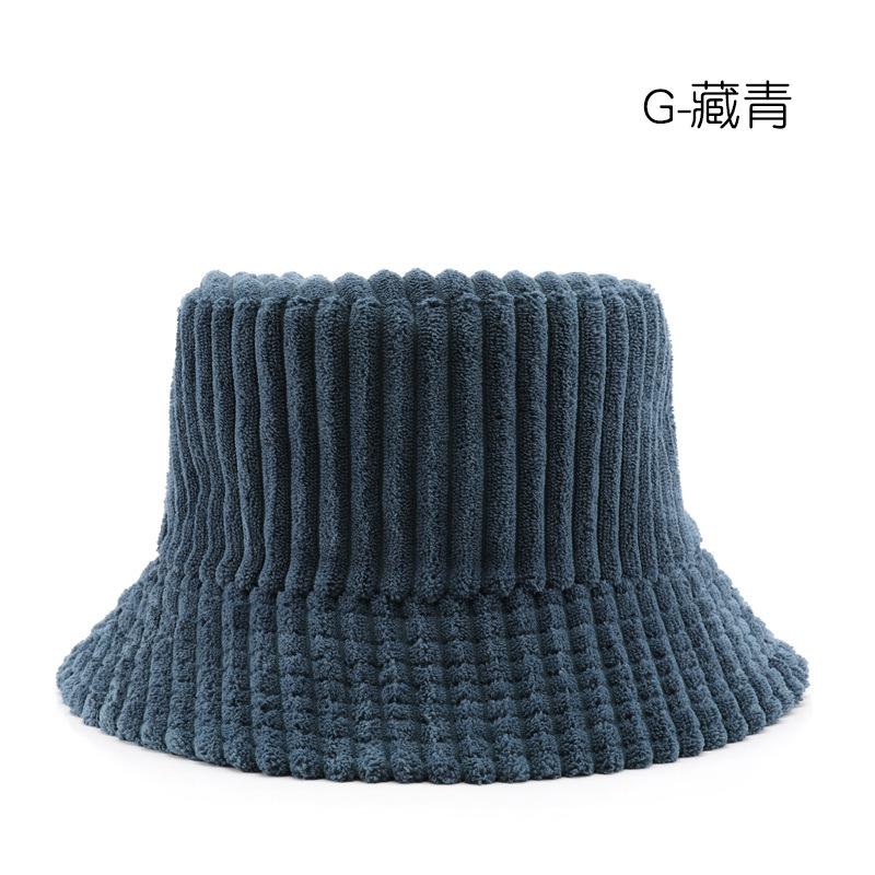 

Персонализированная осенне-зимняя однотонная вельветовая панама, теплая холодная шляпа-ведро для активного отдыха и путешествий темно-синий