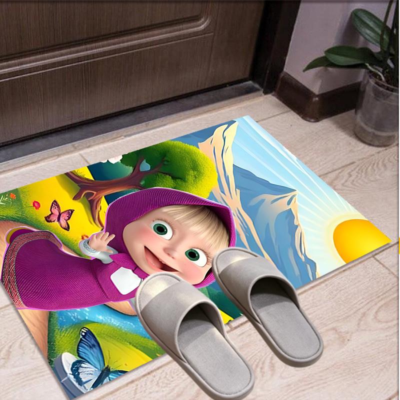 Masha and The Bear Pattern Rug, Indoor/Outdoor Mat, for Picnic, Gameroom, Bedroom, Office, Living Room, Home Decor Carpet, Birthday Gift