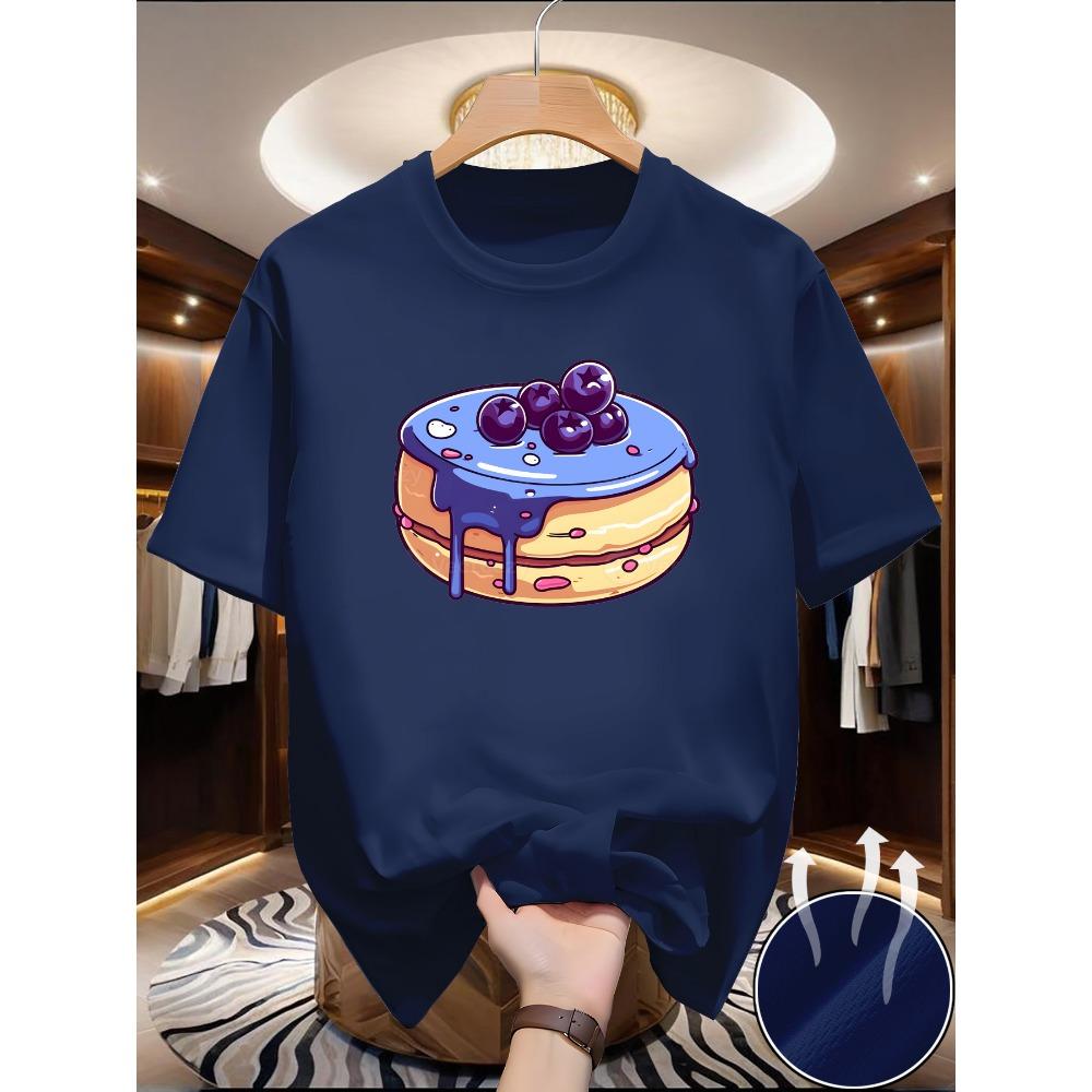 Sweet and Trendy Minimalist Commuting Cake Design with Printed Short Sleeves, Summer Youth Fashion Versatile T-shirt