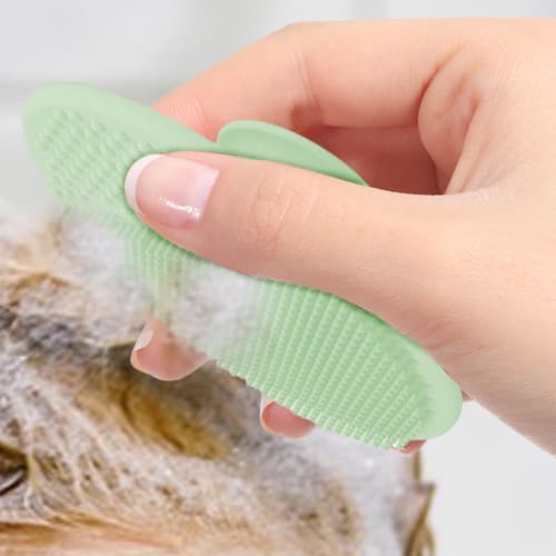 Baby Head Scrubber - Baby Shampoo Brush | Soft Silicone Scalp Comb for Cradle Cap Cleaning, Massage Tool with Suction Cup