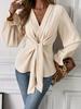 New Elegant V-Neck Long Sleeve Shirt Autumn Top