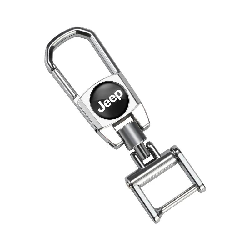 For Jeep Car Anti-Lost Metal Keychain 3D Styling Badges Key Ring For Jeep Grand Cherokee Wrangler JK Gladiator Compass Renega