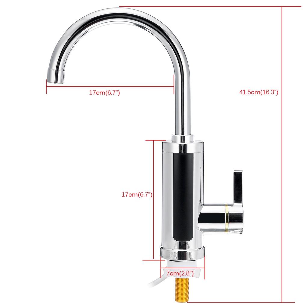 220V 3000W Electric Kitchen Water Heater Tap Instant Hot Water Faucet Heater Cold Heating Faucet Tankless Water Heater with LED