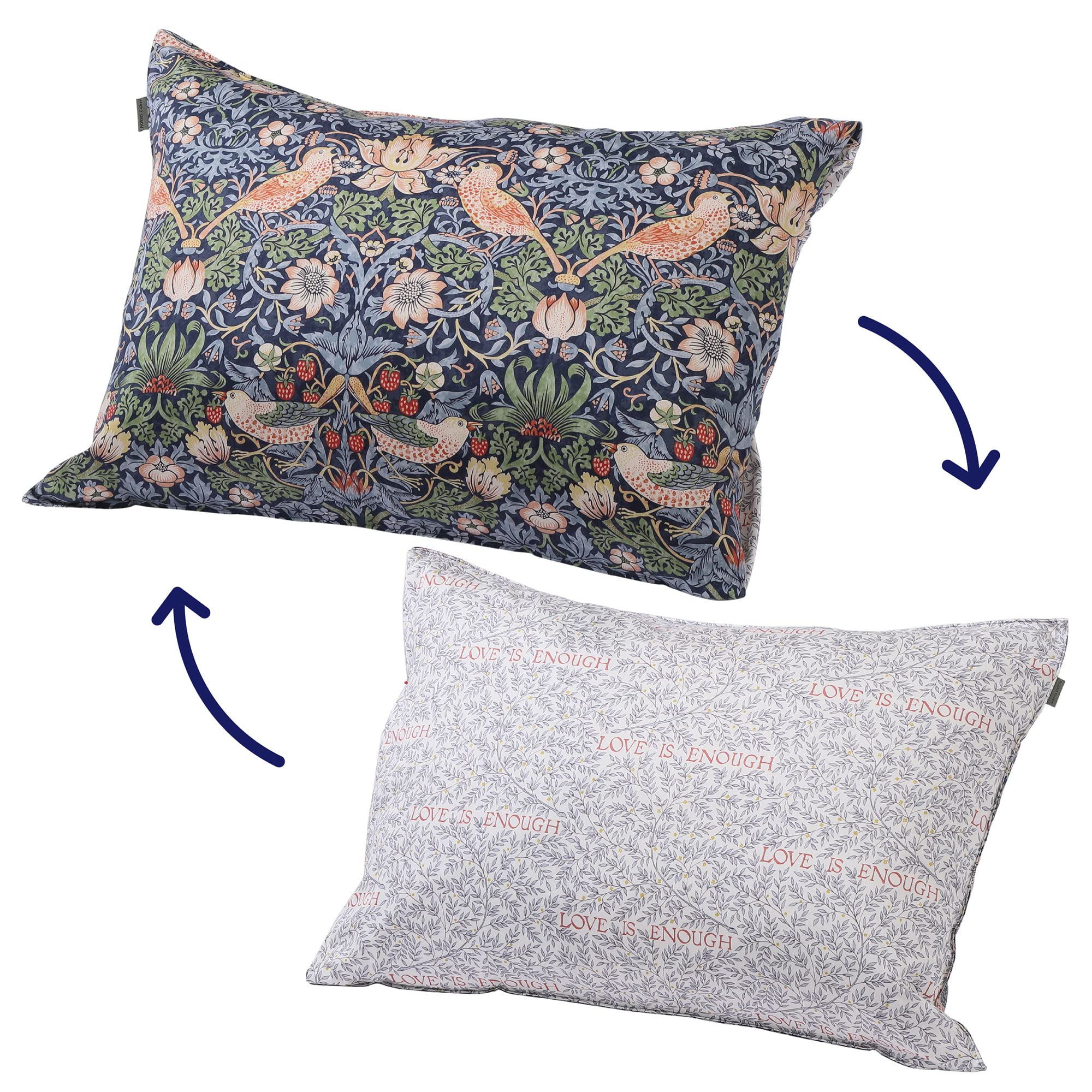 

Nishikawa Pillow Cover Compatible with 63x43cm pillows Wide Size Washable Morris Gallery Strawberry Thief Cotton Made in Japan Navy PJ03355697 100%