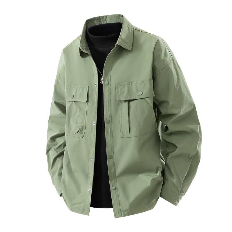 Men's Shirt Jacket Spring Autumn Winter Lapel Long Sleeve Loose Casual Versatile Jacket