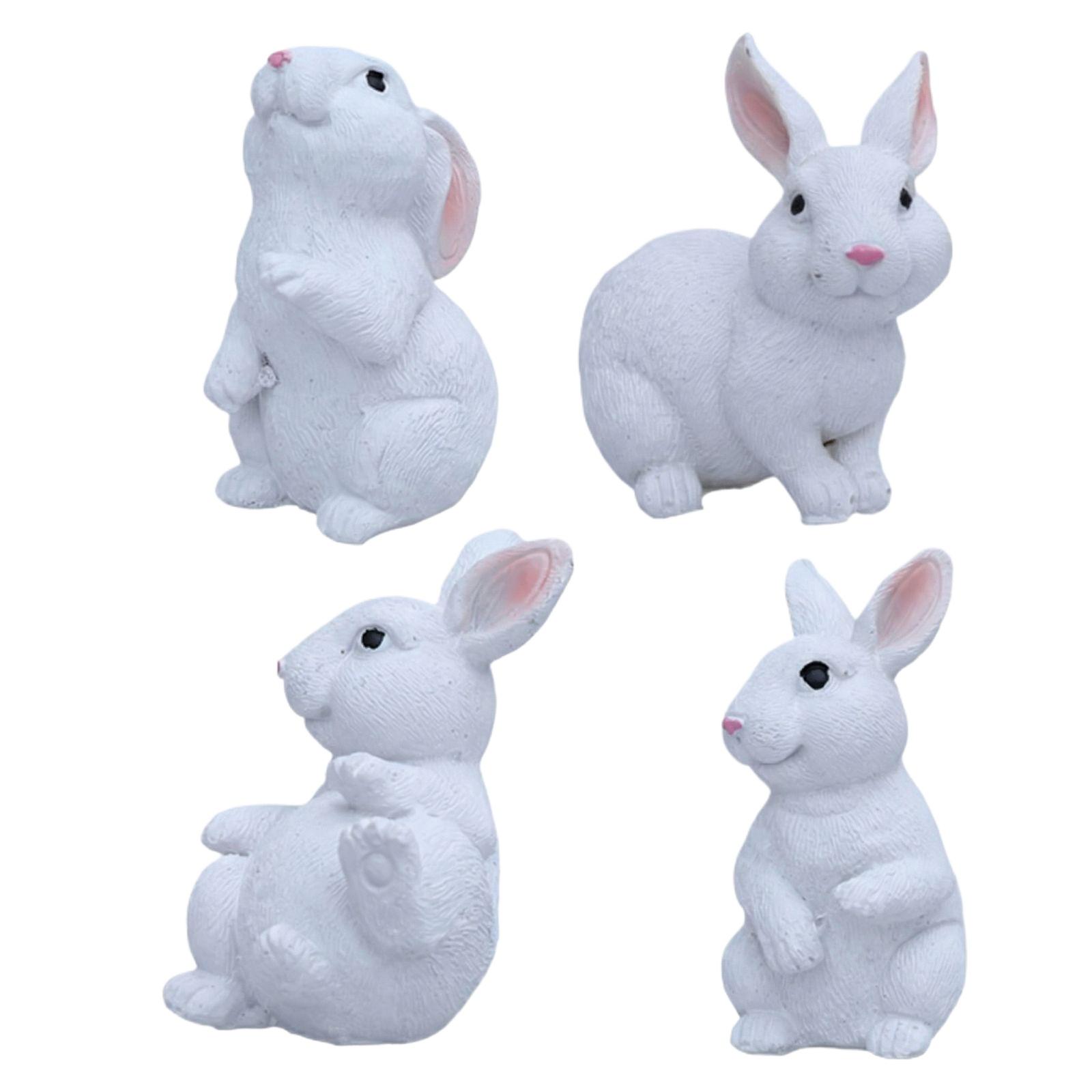 Миниатюрная Пасхальная композиция с четырьмя очаровательными фигурками кроликов для сада или витрины — декоративные изделия из смолы