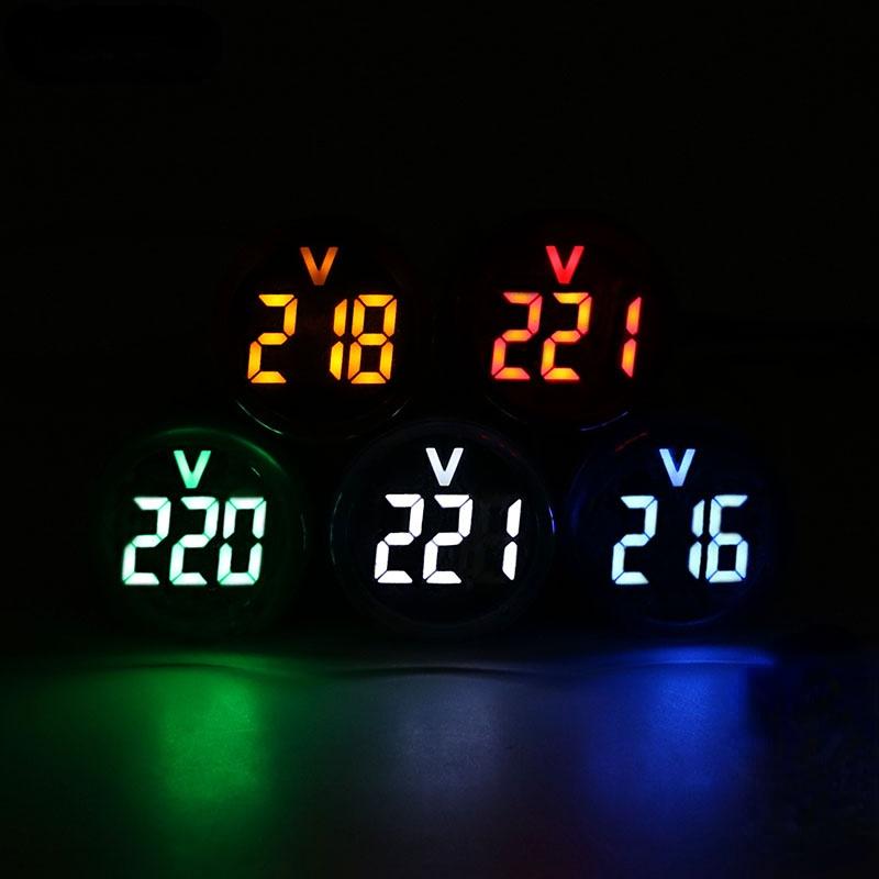 DIY Mini Digital Voltmeter 22mm Round AC 50-500V Volt Voltage Tester Meter Monitor Power LED Indicator Pilot Lamp Light Display
