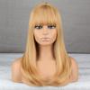 LISI HAIR Long Golden Synthetic Heat Resistant Fiber Wig with Bangs Straight Hair Wigs for Women Cosplay Daily Wear
