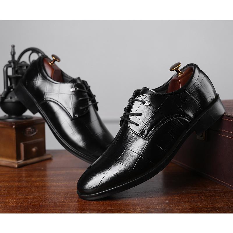 Модная мужская кожаная формальная обувь на шнуровке — фото 5