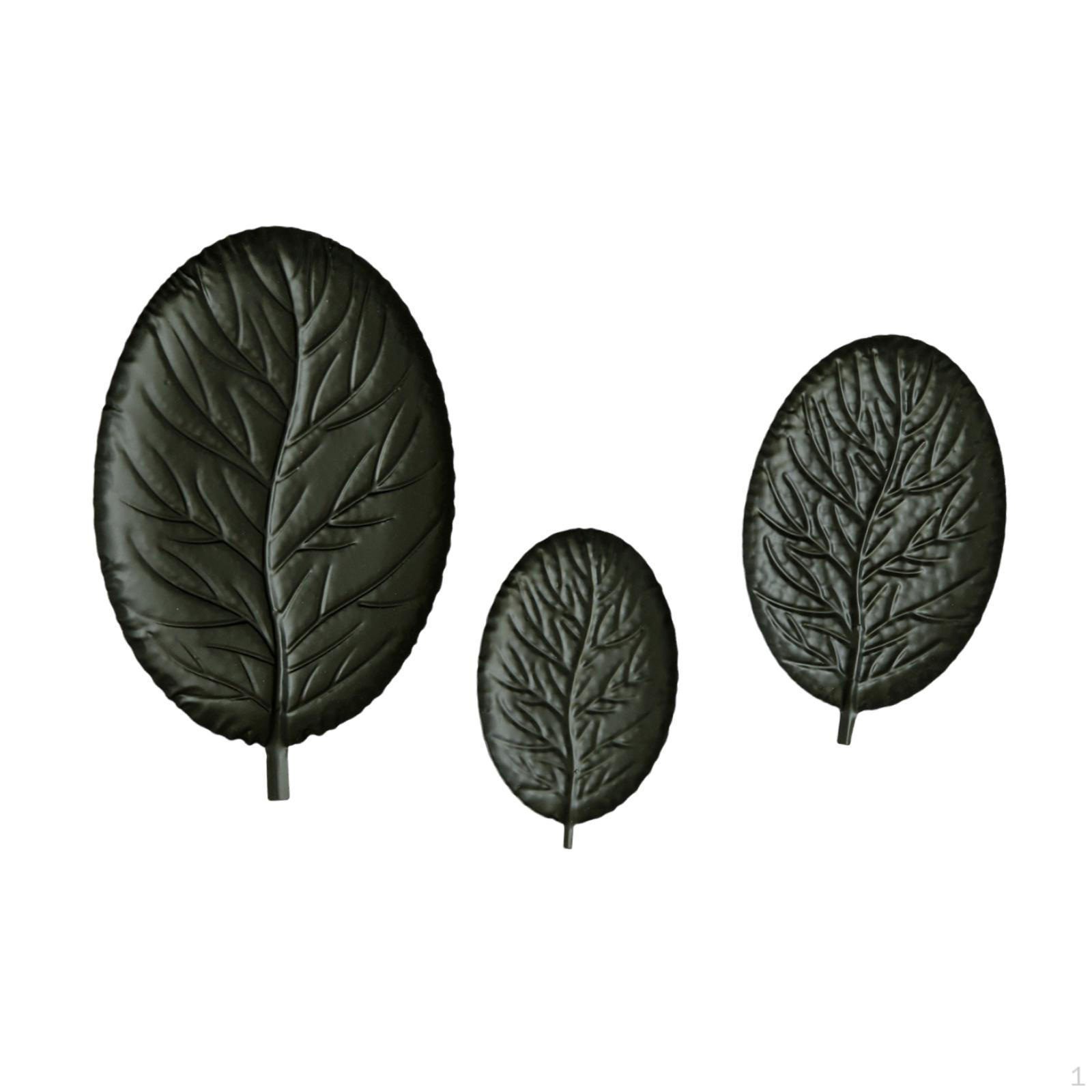 

3 Pieces Leaf Shaped Serving Trays Decorative Luxury Cosmetics Organizer Dishes чёрный