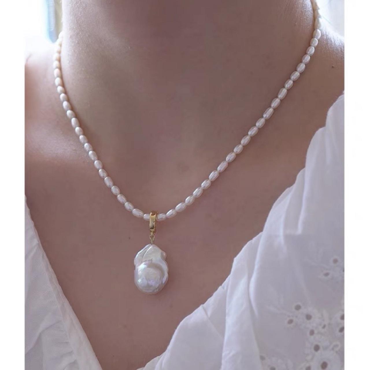 Freshwater Strong Light Special-Shaped Large Baroque Pearl Pendant Removable Necklace Pendant Rice Beads Freshwater Pearl Necklace Female