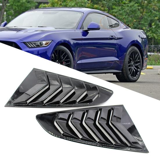2Pcs Gloss Black Side Window Scoops Modified Side Window Louvers Covers for Ford Mustang 15-17