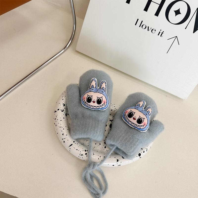 

Children s Gloves Cartoon Cute Rabbu Finger Mittens Autumn and Winter Warm and Cold-proof Solid Color Mittens for Boys and Girls one size