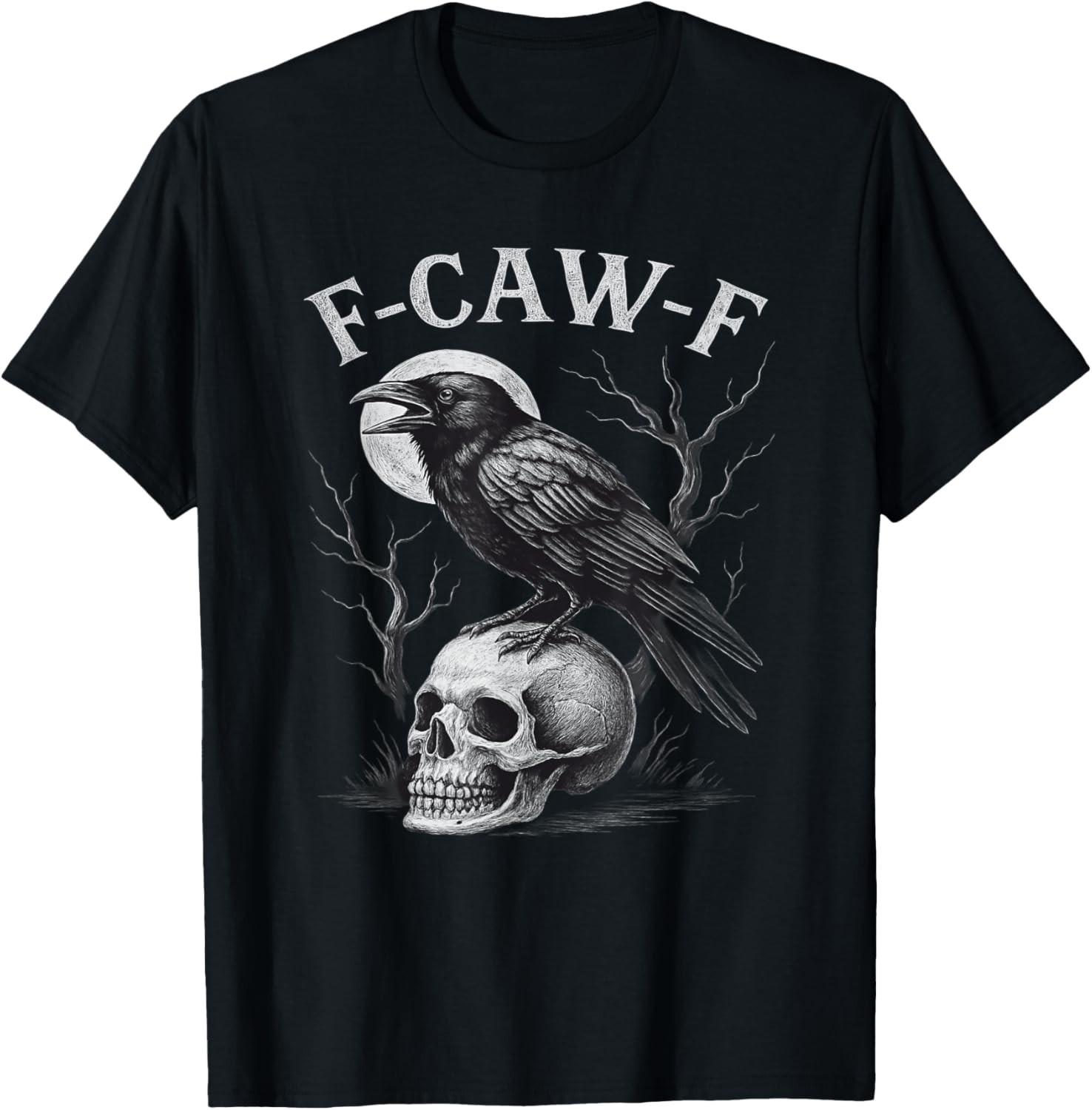 F-Caw-F Black Crow Bird Retro Vintage Gothic Moon F-Caw-F T-Shirt Mens Womens Tees Top unisex T-Shirt Mens Womens Tees Top 4XL